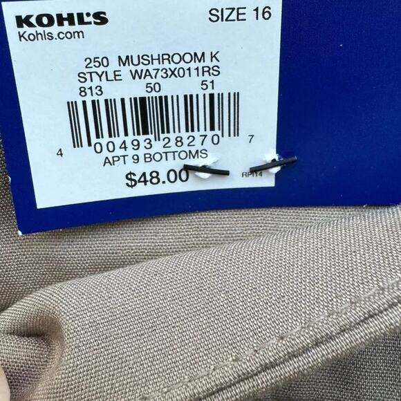 NWT New Apt. 9 Womens Size 16 Torie Mid Rise Straight Leg Khaki Trouser Pants - Picture 7 of 7